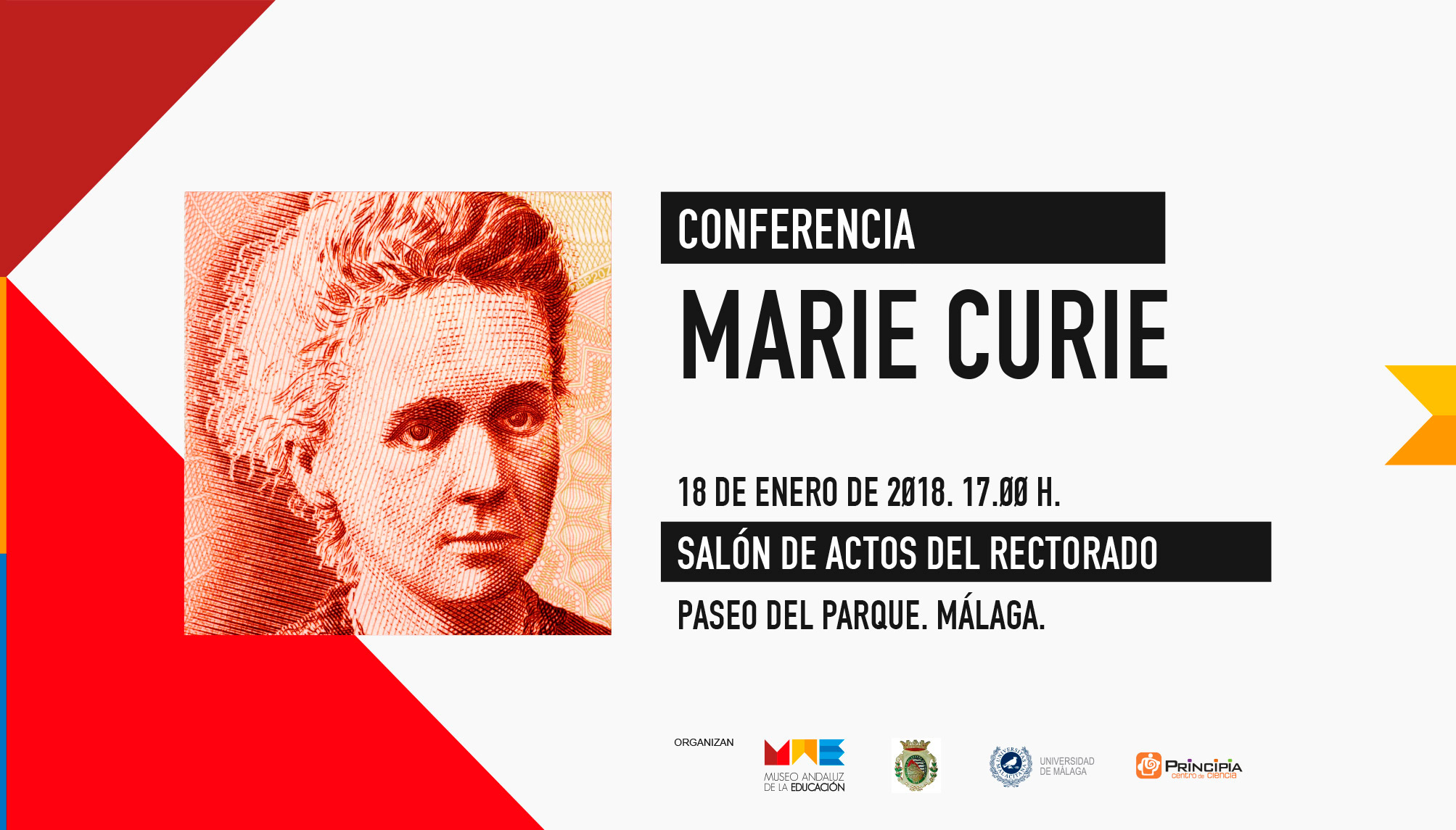 CONFERENCIA MARIE CURIE - 18-01-2018 - Salón de Actos del Rectorado, Paseo del Parque, Málaga
